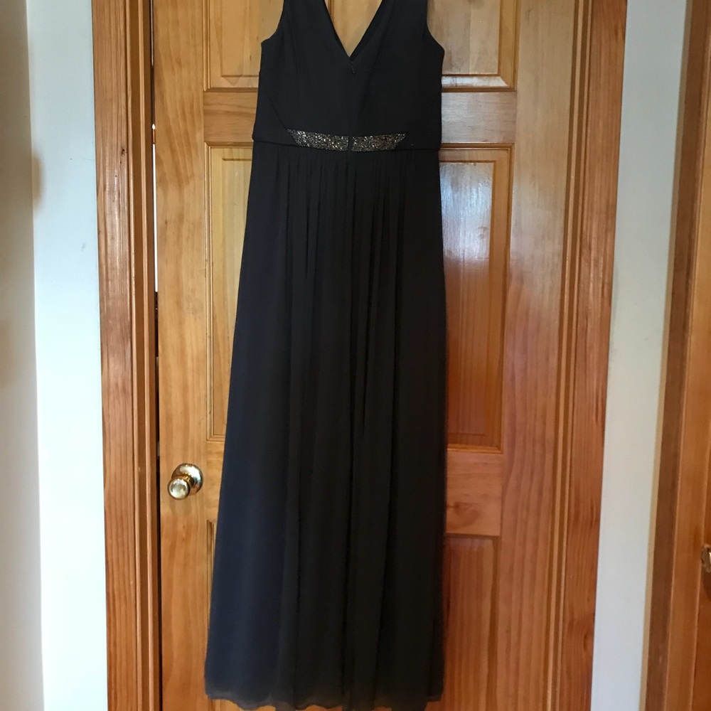 Long Gray Formal Gown with silver embellishments